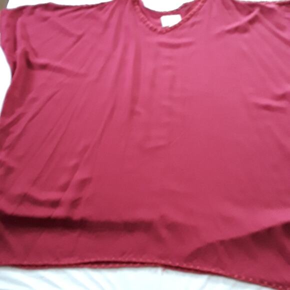 Womens Sz L Burgundy Boxy Oversized Coverup Beachy Swim Caftan Style Top - Picture 2 of 11